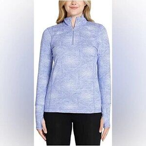 Kirkland Signature long sleeve mock neck partial zip athletic top purple Small